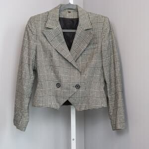 Vintage Peabody House International Short Blazer Houndstooth Wool Blend Size 7/8